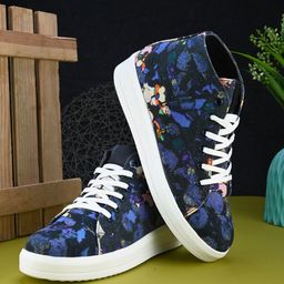 DressBerry Women Blue Printed Round Toe Lightweight Canvas Sneakers-image-95