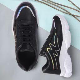 FASHIMO Women Black Colourblocked Sneakers-image-56