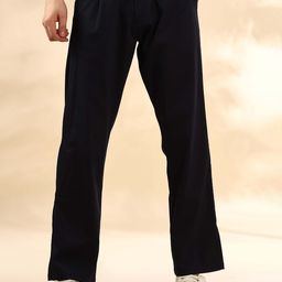 Mast & Harbour Men Loose Fit Mid-Rise Pleated Trousers-image-75