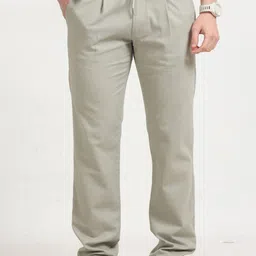 NEVER NEUD Men Relaxed Straight Fit Pleated Trousers-image-99