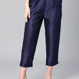 Oxolloxo Women Tailored Tapered Fit Mid-Rise Trousers-image-7