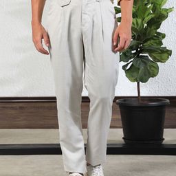 RARE RABBIT Men Dexs Mid-Rise Textu Slim Fit Pleated Trouser-image-29