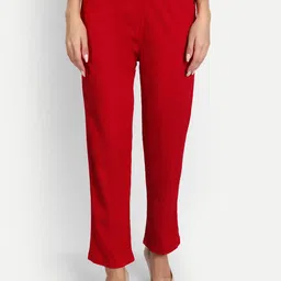 APELLA Women Red Mid-Rise Slip-On Trousers-image-48