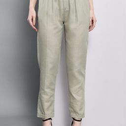 BAESD Women Relaxed Straight Leg Pleated Cotton Peg Trousers-image-99