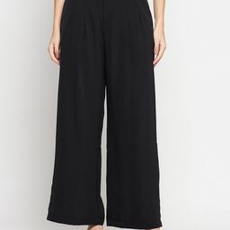 Madame Women Mid-Rise Pleated Flared Parallel Trousers-image-74