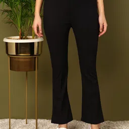 mokshi Women Pleated Bootcut Trousers-43