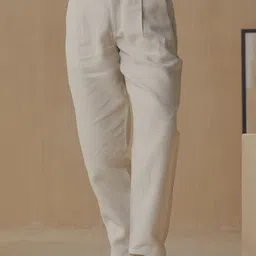 Andamen Men Ultra Linen Pleated Trousers-image-13