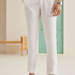 Andamen Men Mid-Rise Linen Ultra Easy Wash Pleated Trousers-image-38