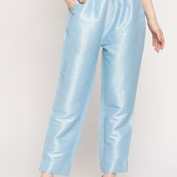Cloth Haus India Women Relaxed Sheen Regular Fit Brocade Trousers-image-90