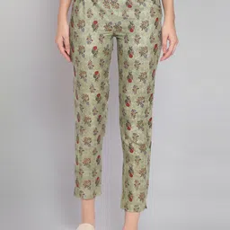 W Women Green Ethnic Motifs Printed Trousers-image-36