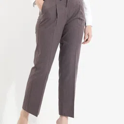 RAREISM Women Striped Straight Fit High-Rise Pleated Trousers-picture-36