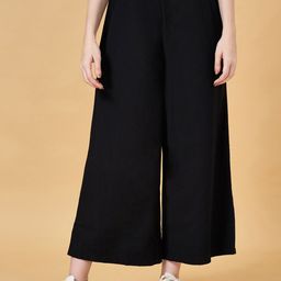 People Women Flared Mid-Rise Parallel Trousers-image-41