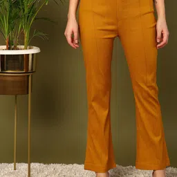 mokshi Women Pleated Bootcut Trousers-image-24