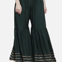 Moda Rapido Women Embellished Smart Flared Trousers-picture-4