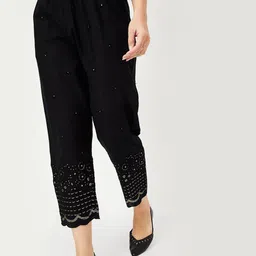max Women Floral Embroidered Cotton Trouser-image-73