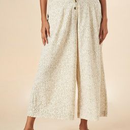 AKKRITI BY PANTALOONS Women Flared Abstract Printed Cotton Cropped Parallel Trousers-image-36