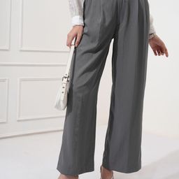 CHIC BY TOKYO TALKIES Women Mid-Rise Pleated Wide leg Flared Formal Trousers-image-11