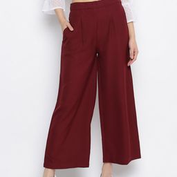 Mayra Women Maroon Pleated Trousers-image-47