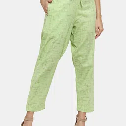 Enchanted Drapes Women Green Printed Pure Cotton Trousers-image-46