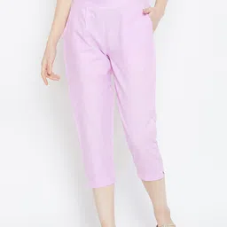 Bitterlime Women Lavender Textured Relaxed Trousers-image-64