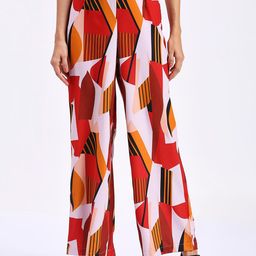 FITHUB Women Geometric Printed Loose Fit High-Rise Trousers-image-82