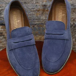 LOUIS STITCH Men Blue Suede Loafers-image-12