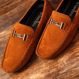 LOUIS STITCH Men Classic Handmade Suede Driving Loafers-41