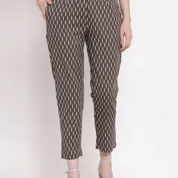 Indibelle Women Coffee Brown Printed Trousers-image-49