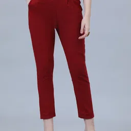 SHOOLIN Women Relaxed Straight Leg Mid-Rise Cotton Trousers-image-39