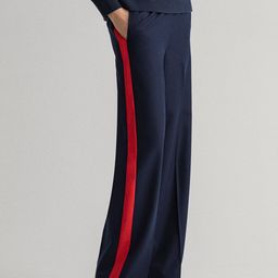 GANT Women Blue Striped Parallel Trousers-image-48