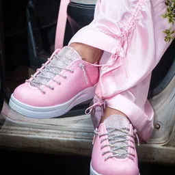 ZORI WORLD Women Embellished Comfort Insole Contrast Sole Lace-Ups Sneakers-image-41