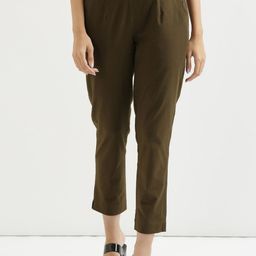 SAADAA Women Mid-Rise Cropped Cotton Peg Trousers-19