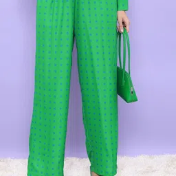 Tokyo Talkies Women Green Polka Dots Printed Trousers-image-85