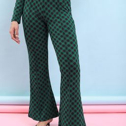 Tokyo Talkies Women Checked Bootcut Trousers-image-65
