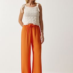 Happiness istanbul Women Cotton Parallel Trousers-image-37
