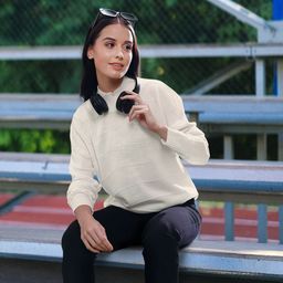 Harvard Women Off White Striped Turtle Neck Pullover Sweaters-image-75
