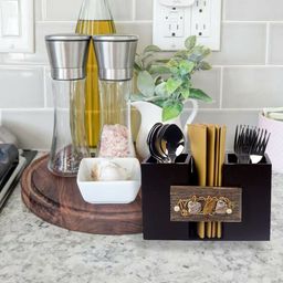 COCKTAIL Brown Solid Wooden Cutlery Holders-22
