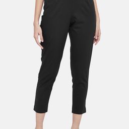 RANGMANCH BY PANTALOONS Women Pure Cotton Black Solid Culottes Trousers-image-55