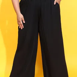 Oxolloxo Women Smart Flared Easy Wash Pleated Culottes Trousers-28