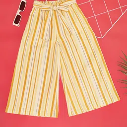 AKKRITI BY PANTALOONS Girls Striped Culottes Cotton Trouser-image-3