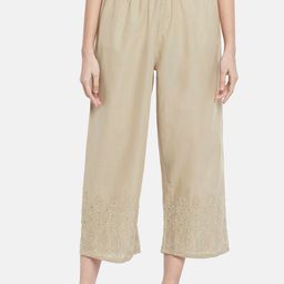 RANGMANCH BY PANTALOONS Women Beige Floral Embroidered Cropped Ethnic Palazzos-picture-29
