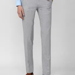 Van Heusen Men Grey Textured Slim Fit Trousers-image-29