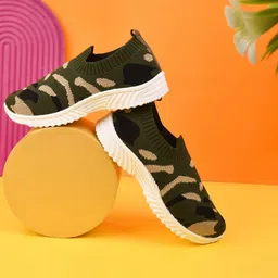SPRENGE Boys Printed Flyknit  Comfort Insole Contrast Sole Slip-On Sneakers-image-8