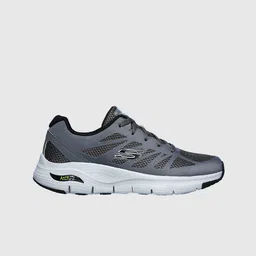 Skechers Men Charcoal Woven Design Sneakers-37