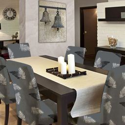Bajo's Grey & White 6 Pieces Printed Chair Covers-image-58