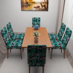 DREAM CARE Blue & Red 6 Pieces Printed Chair Covers-4