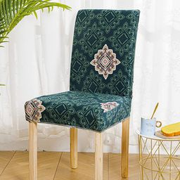 HOUSE OF QUIRK Set Of 2 Green & White Printed Chair Covers-1