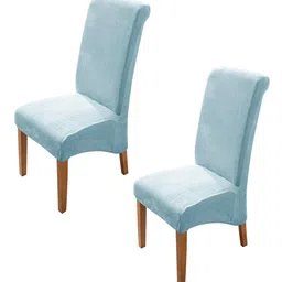 HOKIPO Blue 2 Pieces Stretchable Long Back Velvet Chair Covers-image-76