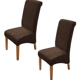 HOKIPO Brown 2 Pieces Velvet Stretchable Long Back Chair Covers-image-57