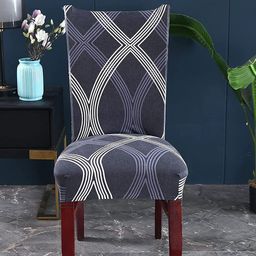 HOUSE OF QUIRK Grey & white Printed Wrinkle Resistant Removable Chair Cover-picture-16
